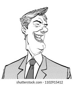 Smiling man. Happy businessman. Elderly successful businessman cartoon.