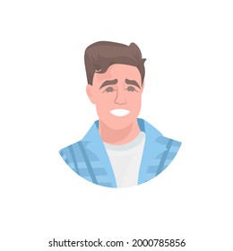 smiling man head avatar beautiful human face male cartoon character portrait