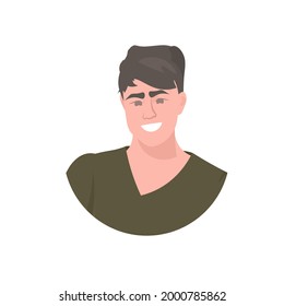 smiling man head avatar beautiful human face male cartoon character portrait