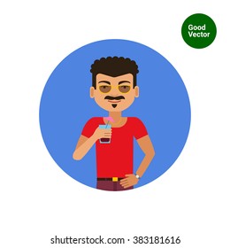 Smiling man holding cocktail
