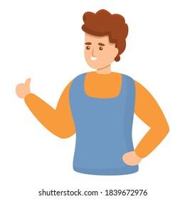 Icono sonriente. Caricatura del hombre sonriente icono vector para el diseño web aislado en fondo blanco