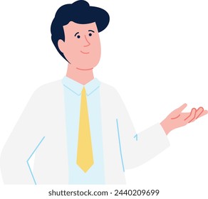 Hombre sonriente con bata de laboratorio. Carácter profesional científico