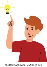  Smiling Man with Lightbulb Idea Vector
