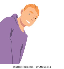 Smiling Man Looking at Camera from Above Vector Illustration