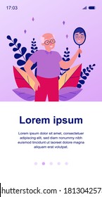 Smiling man looking at himself in mirror. Granddad imagining himself as young guy flat vector illustration. Narcissism and reflection concept for banner, website design or landing web page