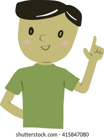 smiling man make a pointing finger gesture