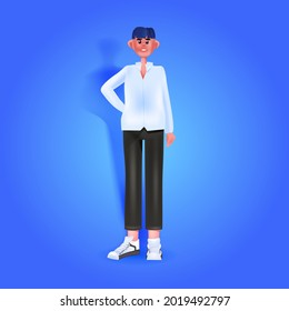 smiling man model young guy standing pose full length