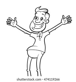 smiling man with an open hands for hugging