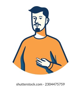 Smiling man portrait character icon isolated