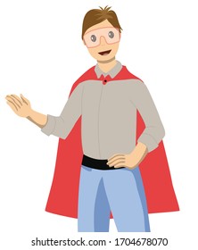 Smiling man in a red cape and goggles