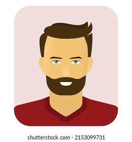 Smiling man in Red t-shirt v-neck