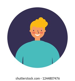 smiling man round portrait character
