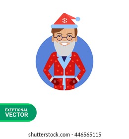 Smiling man in Santa costume