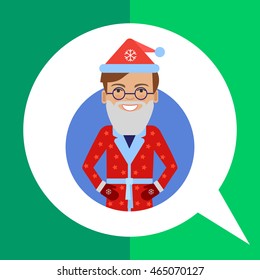 Smiling man in Santa costume