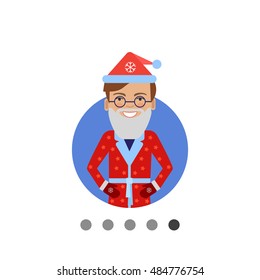 Smiling man in Santa costume
