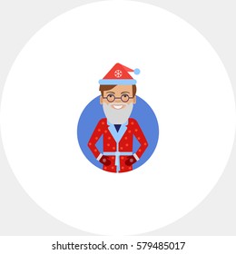 Smiling man in Santa costume