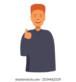 Smiling man showing thumbs up gesture, positive feedback concept