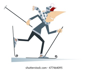 Smiling man a skier