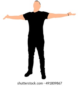 Smiling man standing with open arms