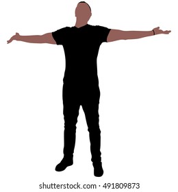 Smiling man standing with open arms
