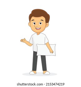 Smiling man Standing with Pillow