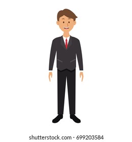 smiling man in suit clothes standing character