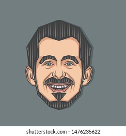 Smiling Man Symmetrical Portrait Illustration