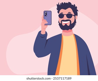 Smiling Man taking a selfie