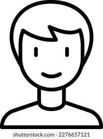 Icono de línea delgada del hombre sonriente. Ilustración vectorial moderna del avatar.