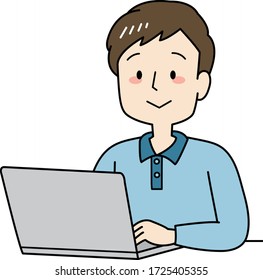 Smiling man using laptop computer 