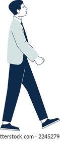 Hombre sonriente caminando. Personaje alegre de hombre de negocios