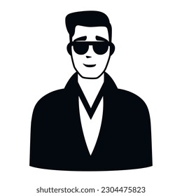 smiling man wearing sunglasses icon isolated