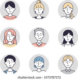 smiling man and woman set simple illustration