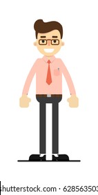 Smiling manager character isolated on white background vector illustration. People personage in flat design.