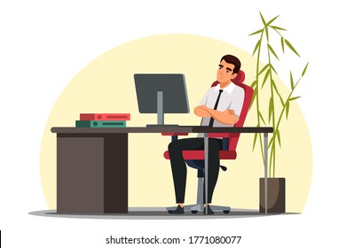 Smiling Manager Leaned Back Chair Dreaming Stock Vector (Royalty Free ...