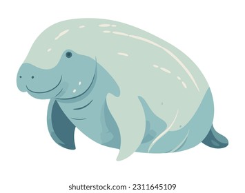 Smiling manatee cute animal icon isolated svg