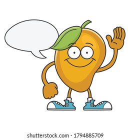 smiling mango fruit cartoon character isolated on white background