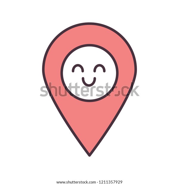 Smiling Map Pin Character Color Icon Stock Vector (Royalty Free ...