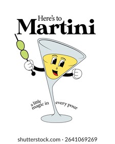 Smiling Martini Mascot with Catchy Quote
