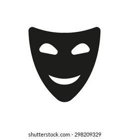 The smiling mask icon. Comedy and theater symbol. Flat Vector illustration