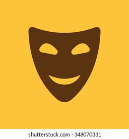 The smiling mask icon. Comedy and theater symbol. Flat Vector illustration