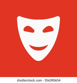 The Smiling Mask Icon. Comedy And Theater Symbol. Flat Vector Illustration