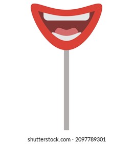 smiling mask on stick flat clipart vector illustration