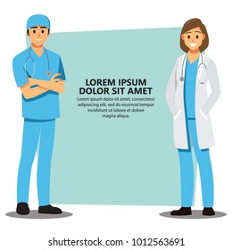 Smiling medical doctors team background, healthcare Providers , Vector illustration cartoon character