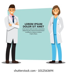 Smiling medical doctors team background, healthcare Providers , Vector illustration cartoon character