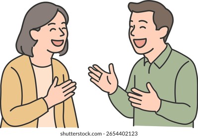Casal de meia-idade sorridente tendo uma ilustração de conversa agradável