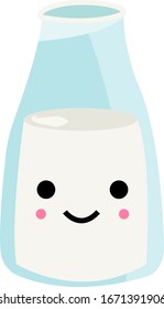 Leche sonriente, ilustración, vector de fondo blanco.