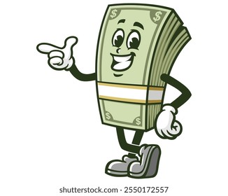 smiling Money Cash Cartoon Mascot Illustration Character Vector Clip-art Hand-drawn Logo Design