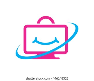 smiling monitor computer technology image vector