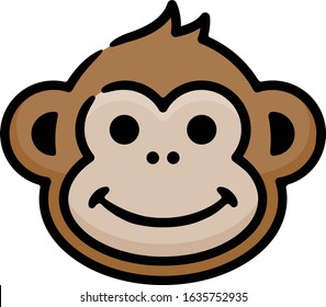 Smiling Monkey Doodle Sketch Icon